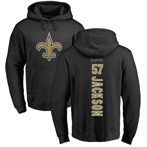 Men New Orleans Saints Black Rickey Jackson Backer NFL Football #57 Pullover Hoodie Sweatshirts->nfl t-shirts->Sports Accessory